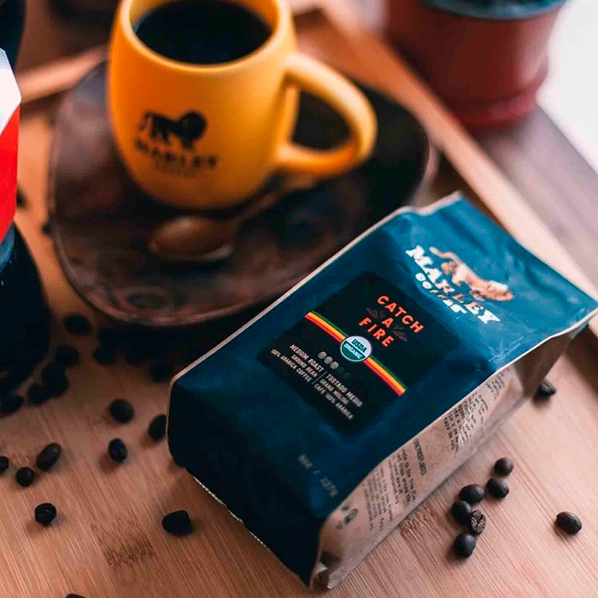 Marley Coffee Catch A Fire Grano Entero 227 g – Café Intenso con Personalidad Vibrante MARLEY- Dermocosmetica_belleza_online