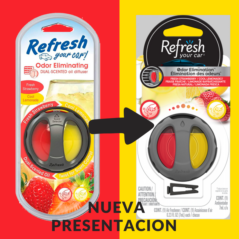 Difusor Para Auto Refresh Your Car Doble Aroma Fresa Fresca y Limonada Fresca Refresh Your Car- Dermocosmetica_belleza_online