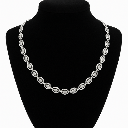 Collar de Plata 925 con Dijes Ovalados “Ovalada” – 46 cm, 9,25 g, 8 × 7 mm IMAGEN FUTURA- Dermocosmetica_belleza_online