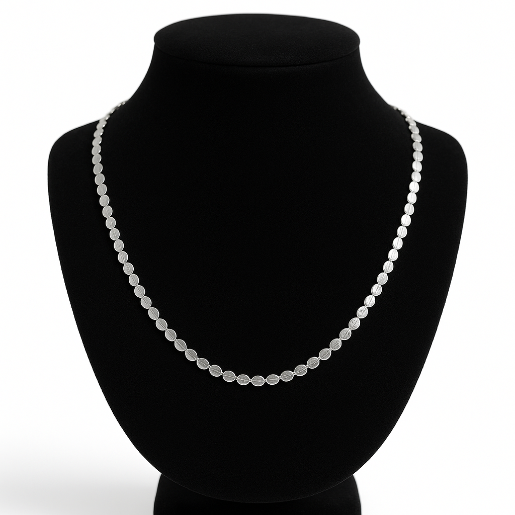 Collar de Plata 925 con Discos Ovalados “Ovaladitas” – 55 cm, 11,22 g, 4 mm IMAGEN FUTURA- Dermocosmetica_belleza_online