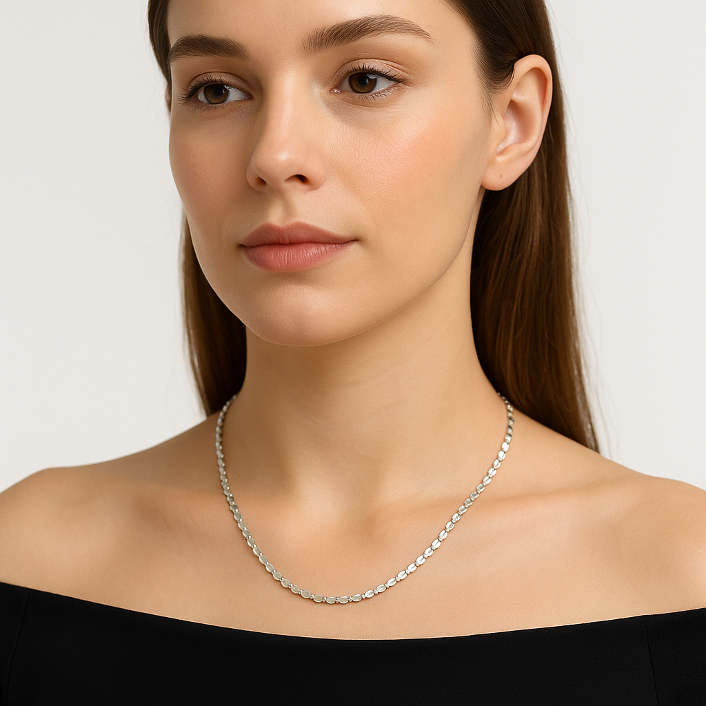 Collar de Plata 925 con Discos Ovalados “Ovaladitas” – 55 cm, 11,22 g, 4 mm IMAGEN FUTURA- Dermocosmetica_belleza_online