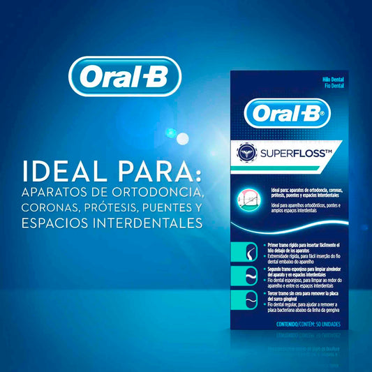 Oral-B SuperFloss – Hilo Dental Especializado 50 Unidades