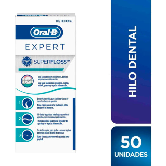 Oral-B SuperFloss – Hilo Dental Especializado 50 Unidades