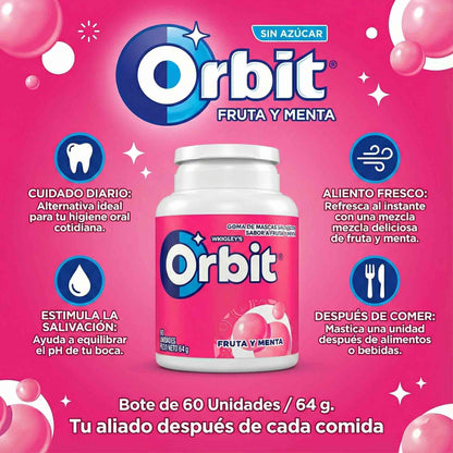 Orbit Chicle Sin Azúcar Fruta y Menta 64 g