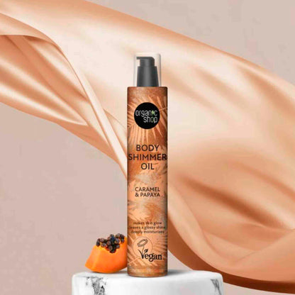 Organic Shop Body Shimmer Oil Caramel Papaya – Brillo y Suavidad