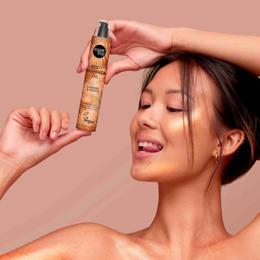 Organic Shop Body Shimmer Oil Caramel Papaya – Brillo y Suavidad