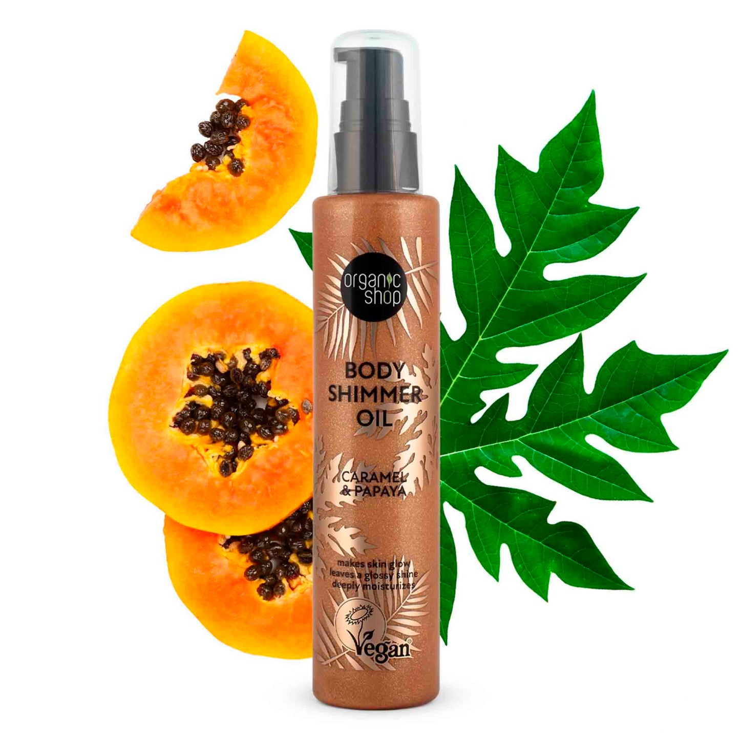Organic Shop Body Shimmer Oil Caramel Papaya – Brillo y Suavidad