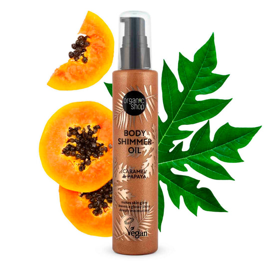 Organic Shop Body Shimmer Oil Caramel Papaya – Brillo y Suavidad