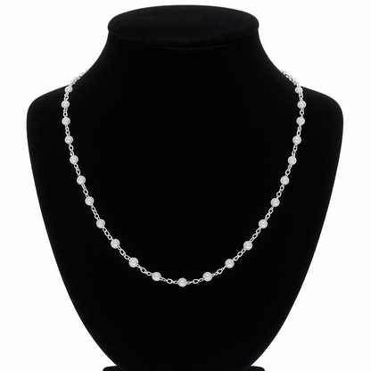 Collar de Plata 925 con Pelotitas Blancas – 56 cm, 8,91 g, Ø 3 mm IMAGEN FUTURA- Dermocosmetica_belleza_online