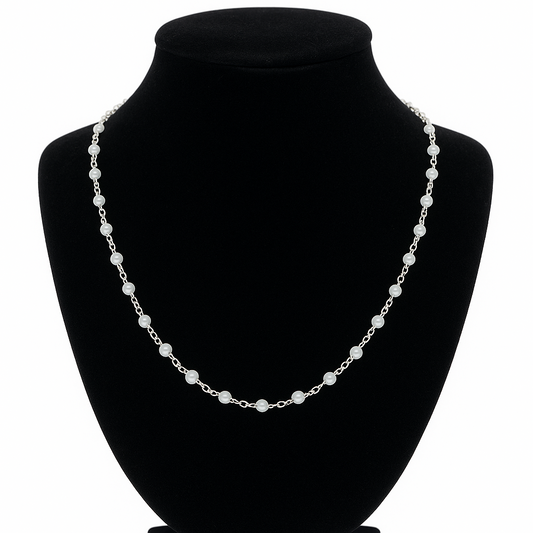 Collar de Plata 925 con Pelotitas Blancas – 56 cm, 8,91 g, Ø 3 mm IMAGEN FUTURA- Dermocosmetica_belleza_online