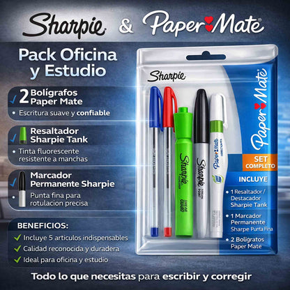 Pack Oficina y Estudio Sharpie Paper Mate 5 Artículos Esenciales