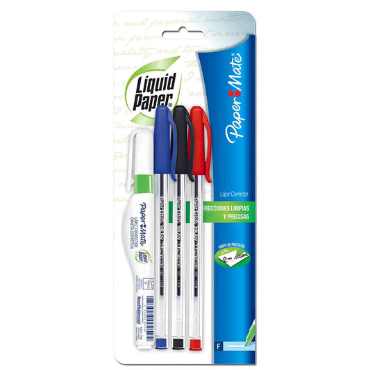 Pack Paper Mate Liquid Paper + Lápices InkJoy Kilométrico