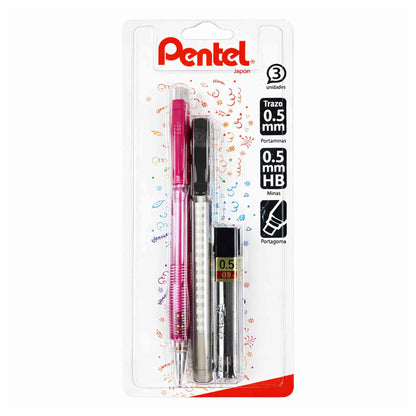 Pack Pentel Portamina Fiesta 0.5mm + Portagoma + Minas