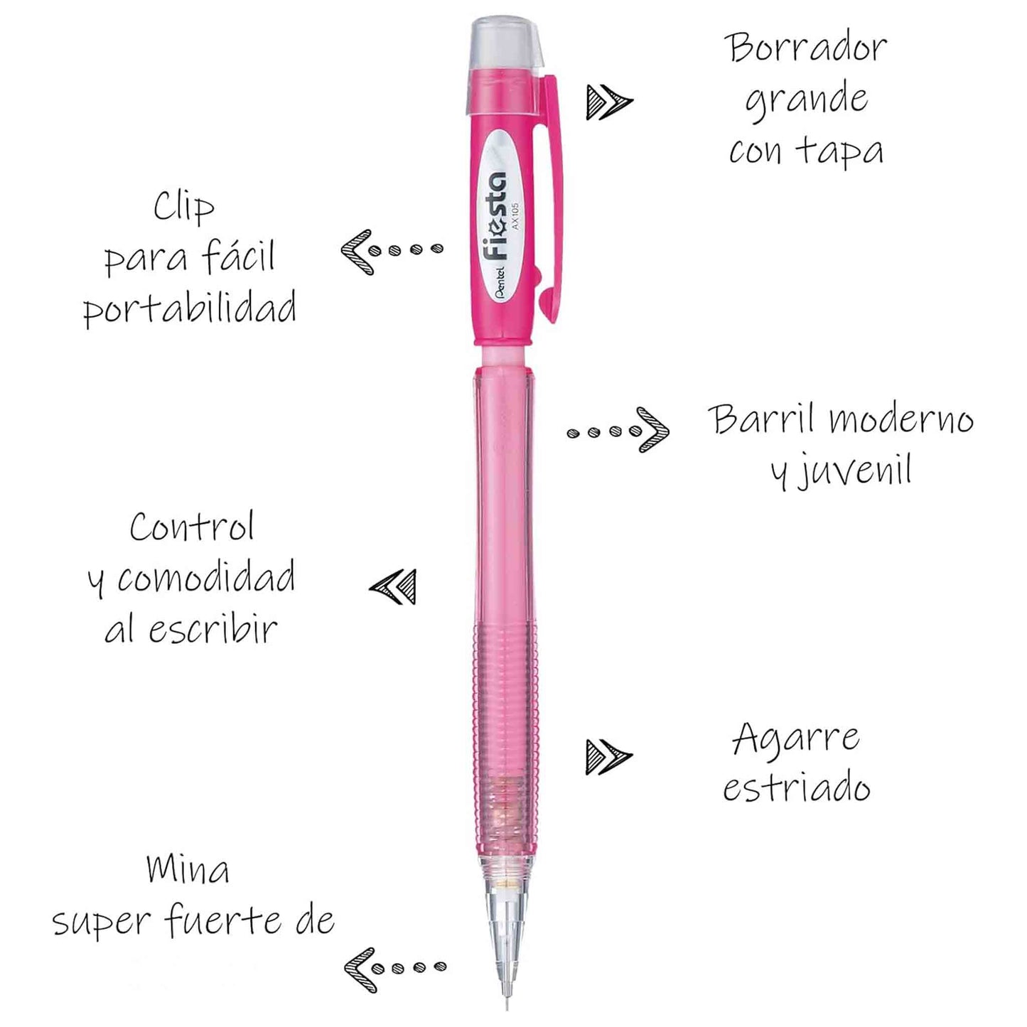 Pack Pentel Portamina Fiesta 0.7mm + Portagoma + Minas