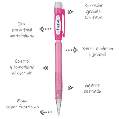 Pack Pentel Portamina Fiesta 0.7mm + Portagoma + Minas