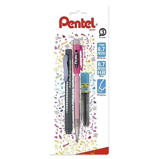 Pack Pentel Portamina Fiesta 0.7mm + Portagoma + Minas