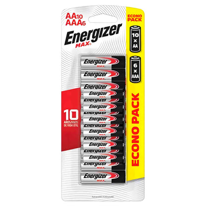 Pilas Energizer Econopack 10 AA + 6 AAA Alcalinas Max