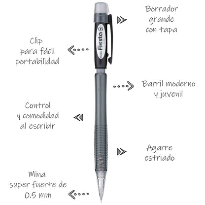 Pack Pentel Portamina Fiesta 0.5mm + Portagoma + Minas