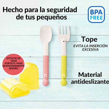 Pigeon Set Cuchara y Tenedor Paso 2 con Estuche 12+ Meses