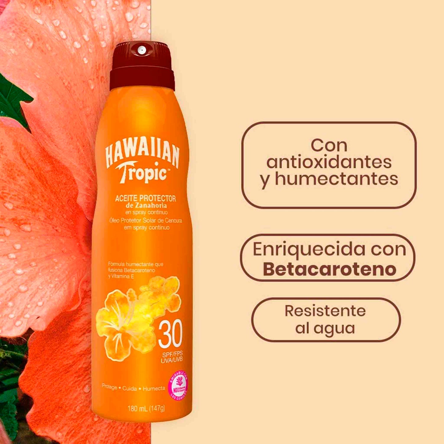 Hawaiian Tropic Protector Solar Zanahoria FPS30 Bronceado Natural