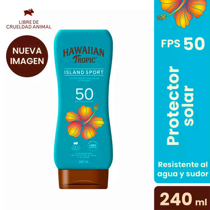 Protector Solar Hawaiian Tropic Island Sport FPS 50 – 240 ml | Resistente al Agua HAWAIIAN TROPIC- Dermocosmetica_belleza_online