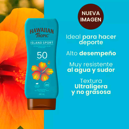 Protector Solar Hawaiian Tropic Island Sport FPS 50 – 240 ml | Resistente al Agua HAWAIIAN TROPIC- Dermocosmetica_belleza_online