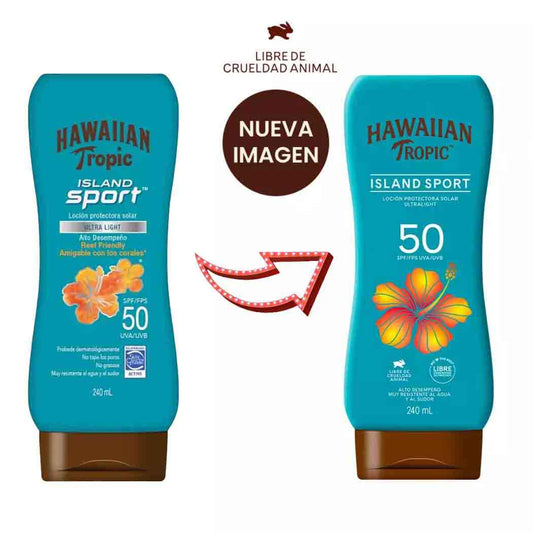 Protector Solar Hawaiian Tropic Island Sport FPS 50 – 240 ml | Resistente al Agua HAWAIIAN TROPIC- Dermocosmetica_belleza_online
