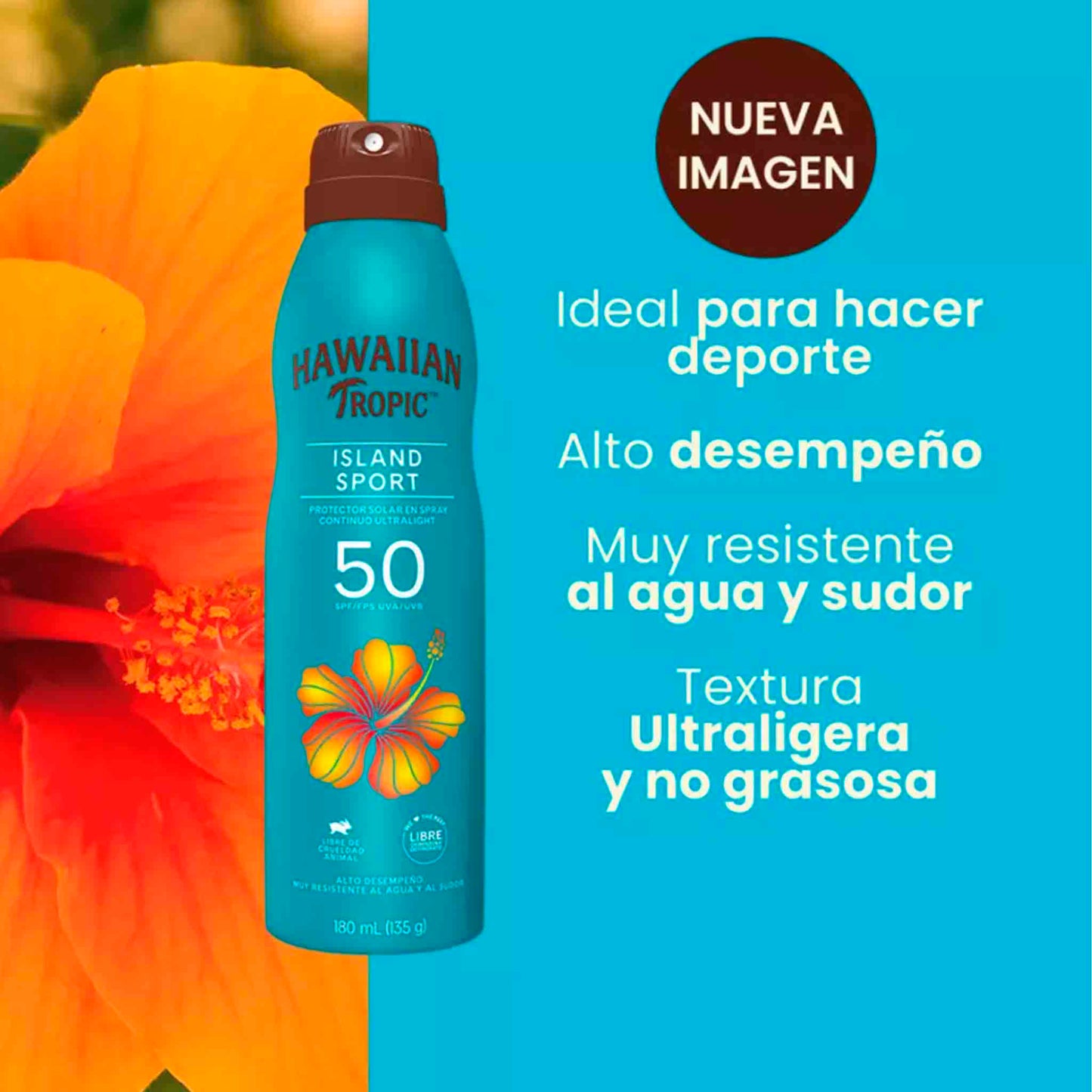 Protector Solar Sport Fps50 | Hawaiian Tropic Island | 180ml HAWAIIAN TROPIC- Dermocosmetica_belleza_online