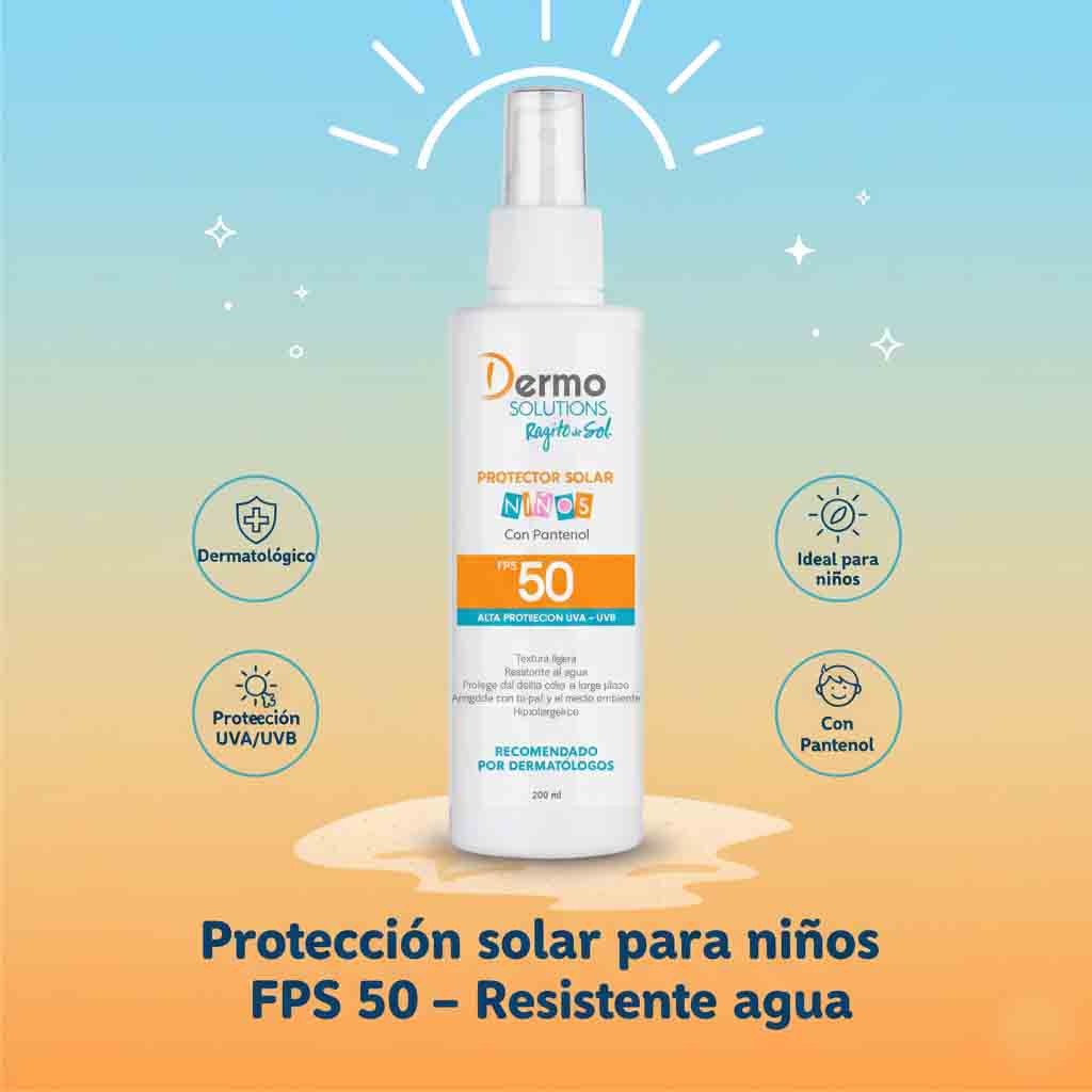 Protector Solar Infantil Rayito De Sol FPS50 Con Pantenol 200ml Dermo