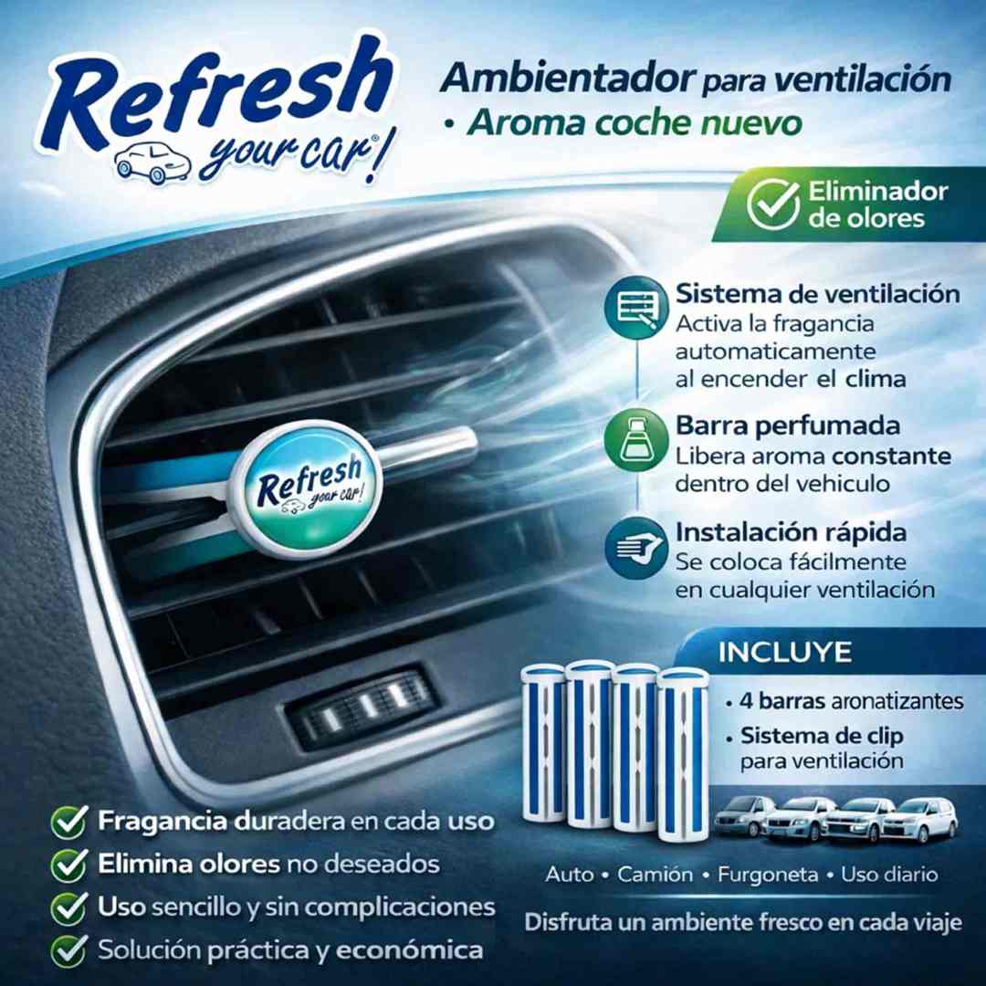 Ambientador Auto New Car Refresh Your Car 4 Unidades
