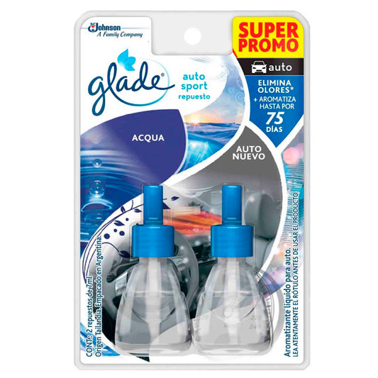 Repuesto Glade Auto Sport x2 – Aromas Acqua y Auto Nuevo
