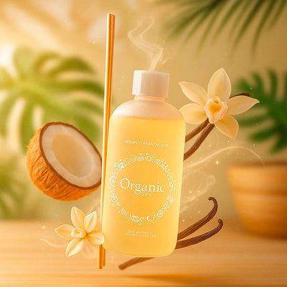 Repuesto para Difusor Coco Vainilla Organic Spa 350 ml – Dulzura cálida y relajante para tu espacio ORGANIC SPA- Dermocosmetica_belleza_online