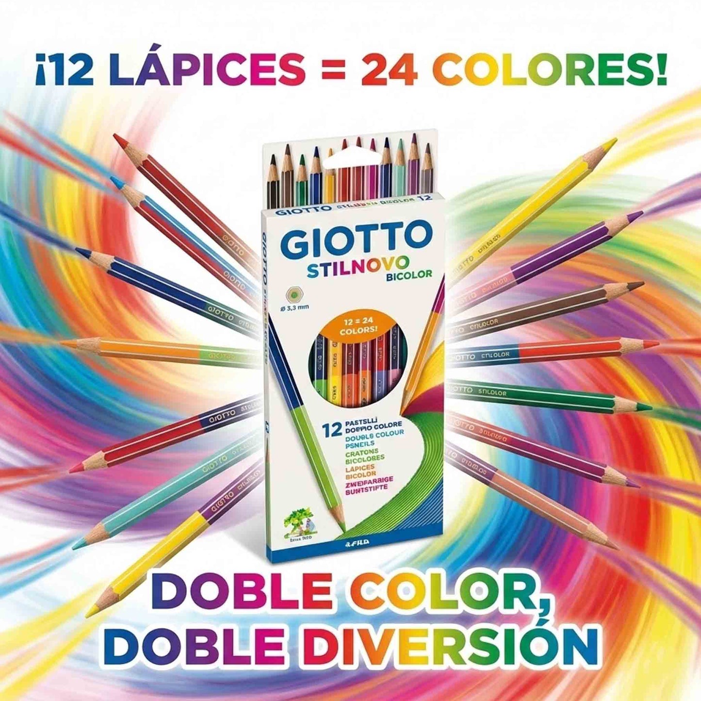 Set 12 Lápices Giotto Stilnovo Bicolor