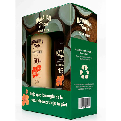 Set Hawaiian Tropic Protector Solar FPS 50 + Bronceador Aceite de Coco FPS 15 x 240ml