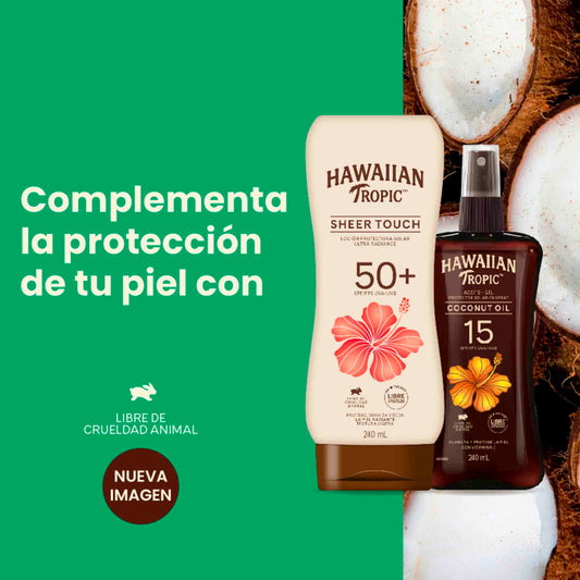 Set Hawaiian Tropic Protector Solar FPS 50 + Bronceador Aceite de Coco FPS 15 x 240ml