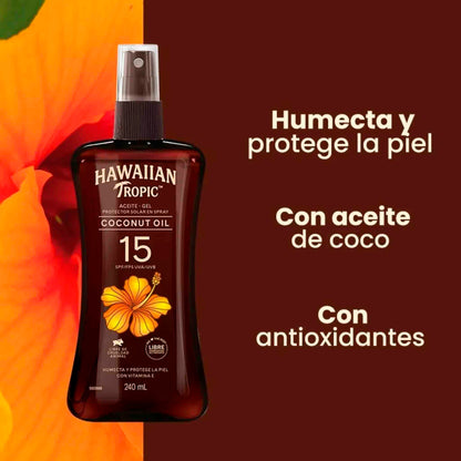 Set Hawaiian Tropic Protector Solar FPS 50 + Bronceador Aceite de Coco FPS 15 x 240ml