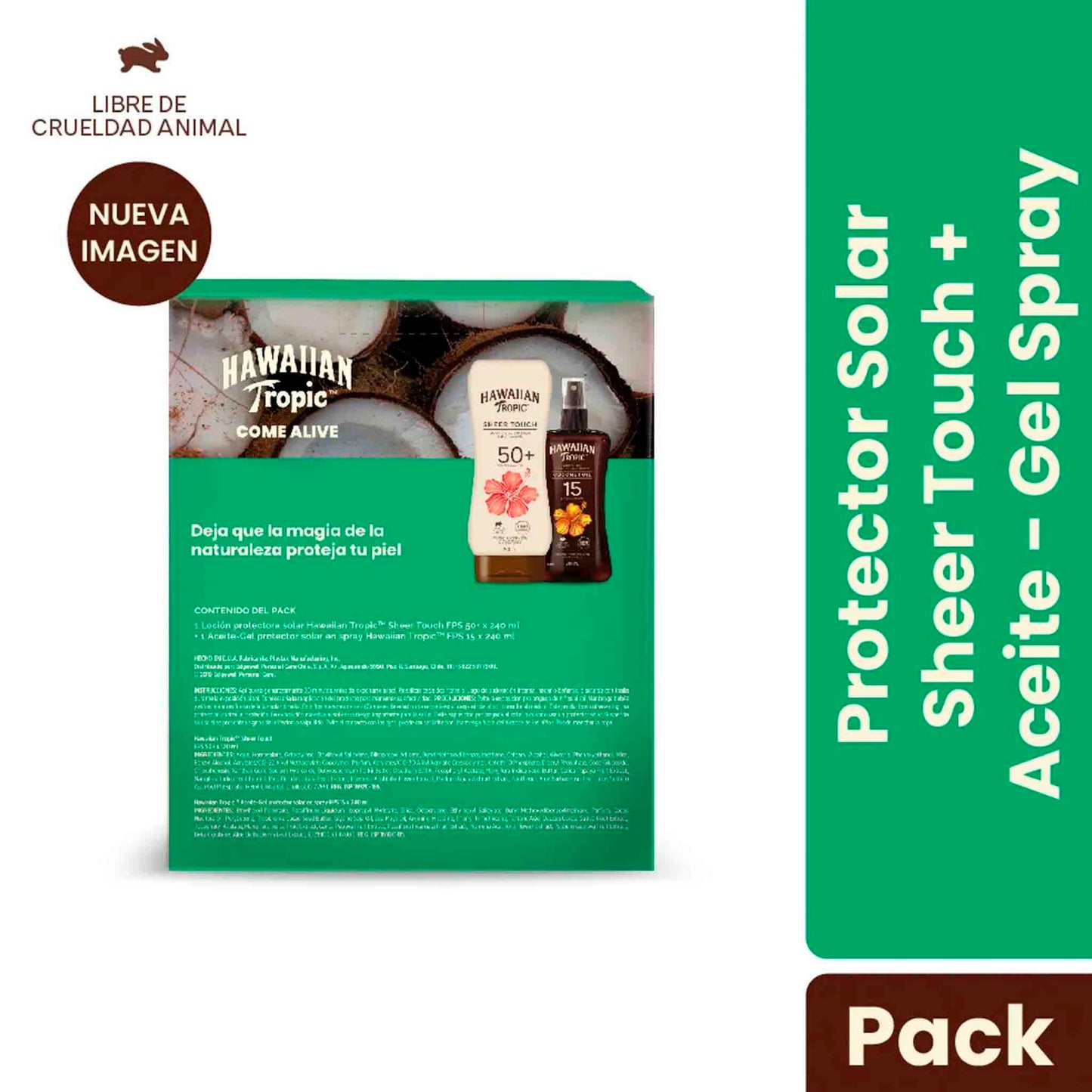 Set Hawaiian Tropic Protector Solar FPS 50 + Bronceador Aceite de Coco FPS 15 x 240ml