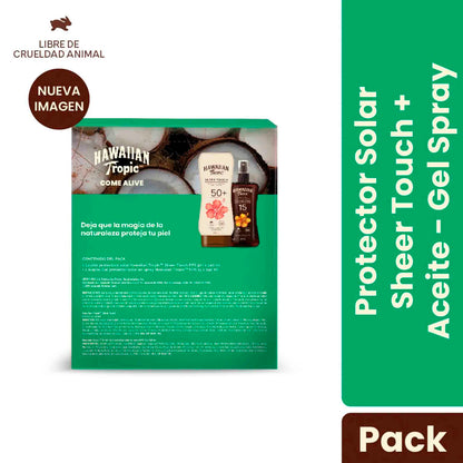 Set Hawaiian Tropic Protector Solar FPS 50 + Bronceador Aceite de Coco FPS 15 x 240ml