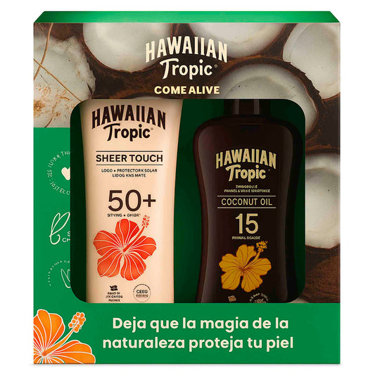 Set Hawaiian Tropic Protector Solar FPS 50 + Bronceador Aceite de Coco FPS 15 x 240ml