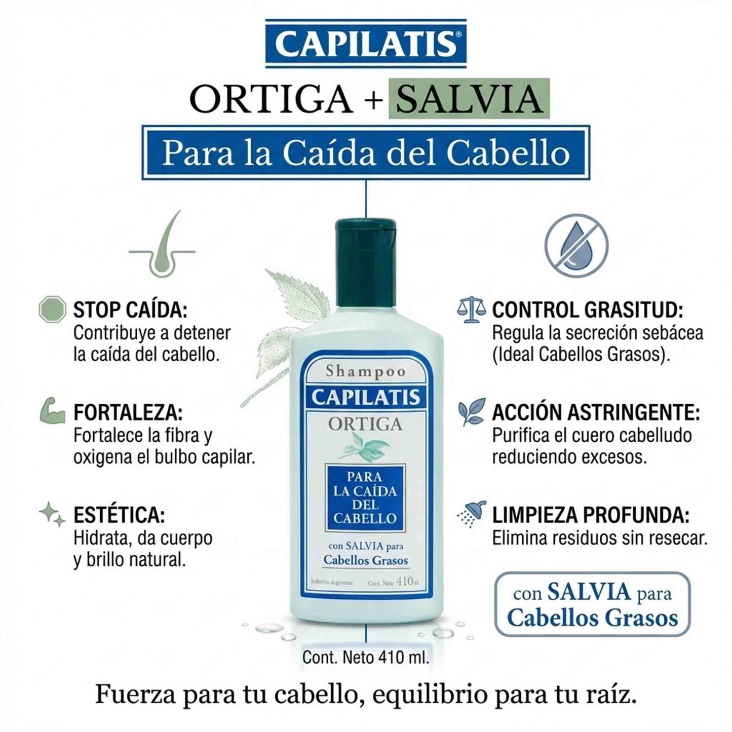 Shampoo Capilatis Caída Pelo Graso Ortiga Salvia