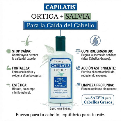 Shampoo Capilatis Caída Pelo Graso Ortiga Salvia