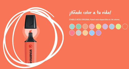 Destacador Stabilo Boss Pastel – Punta Cincel 2-5 mm | Colores Suaves y Modernos Stabilo- Dermocosmetica_belleza_online