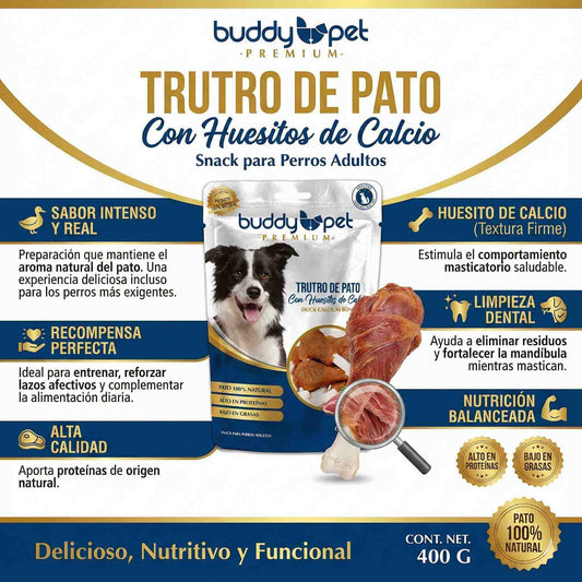 Snack Perro Truto De Pato Con Huesito Buddy Pet 400Gr.
