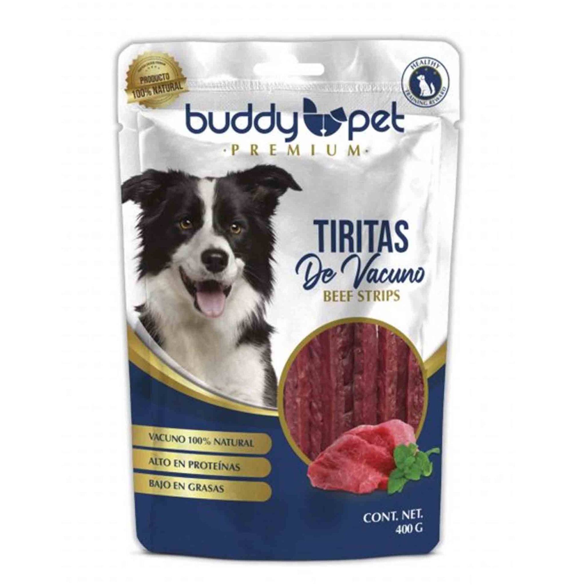 Snack perros Buddy Pet tiritas vacuno natural alto proteínas