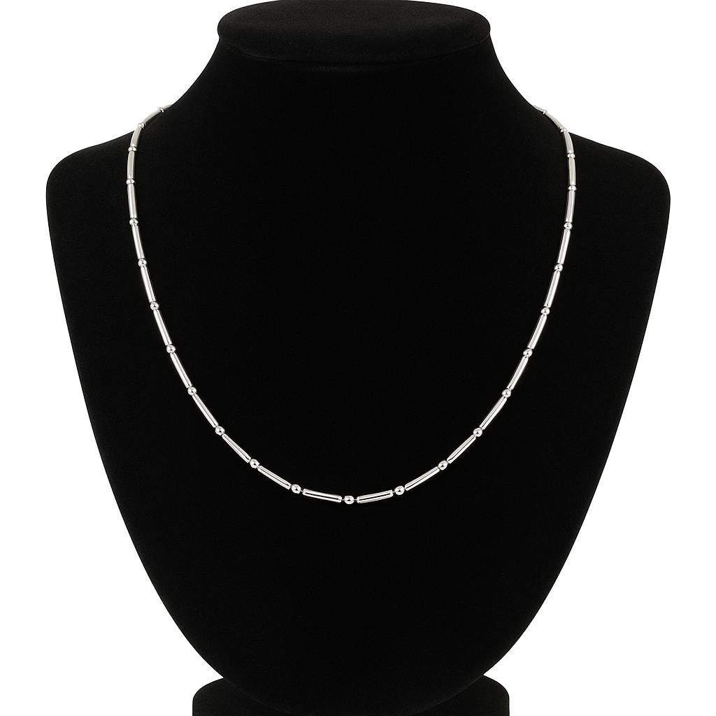 Collar de Plata 925 con Tubitos Cilíndricos – 49 cm, 3,29 g, Tubitos 10 × 4 mm IMAGEN FUTURA- Dermocosmetica_belleza_online