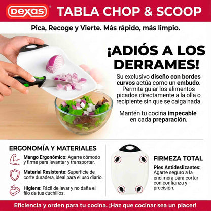Tabla para Picar Dexas Chop & Scoop White – Corte Fácil y Limpio