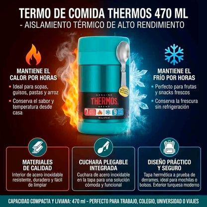 Termo de Comida Thermos 470 ml Turquesa Con Cuchara