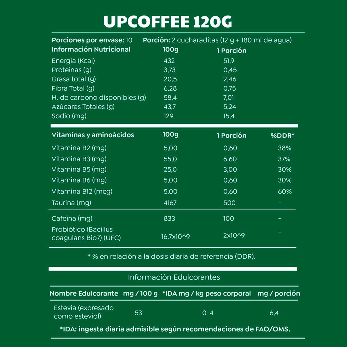 Upcoffee 10 Porciones – Café con Probióticos, Prebióticos y Vitaminas UPCOFFEE- Dermocosmetica_belleza_online