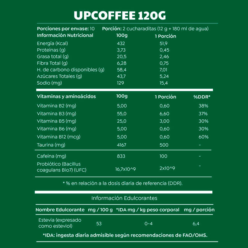 Upcoffee 10 Porciones – Café con Probióticos, Prebióticos y Vitaminas UPCOFFEE- Dermocosmetica_belleza_online