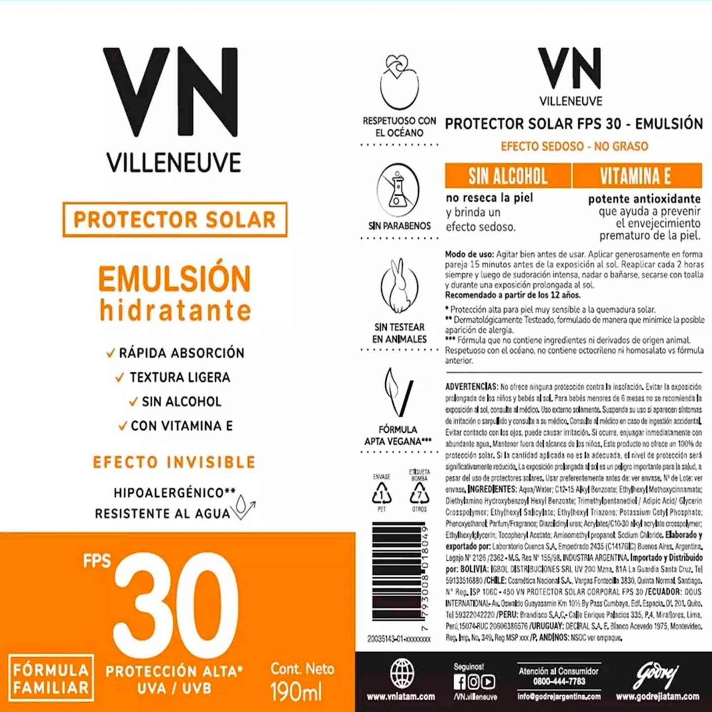 VN Protector Solar Spray Emulsion FPS30 190 ml